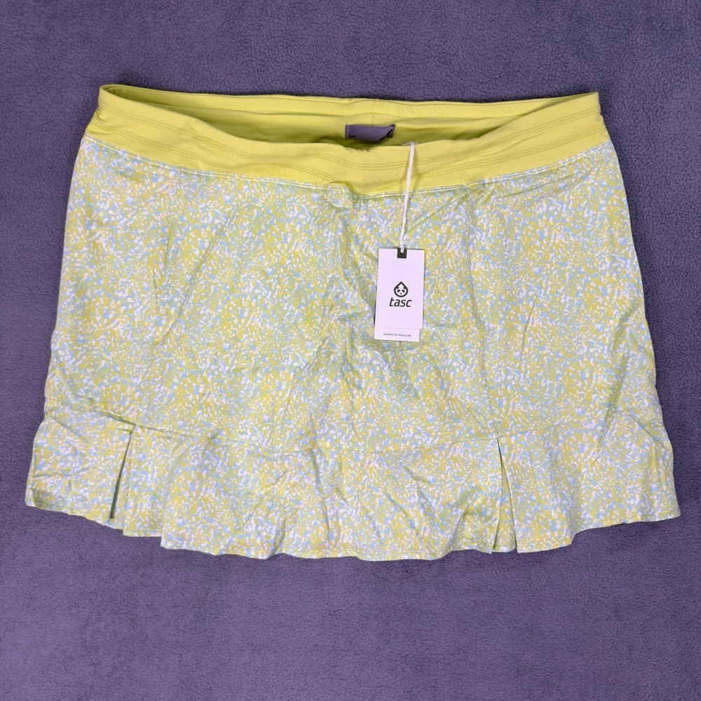 New Tasc Womens Rhythm Skirt Skort XL Green Yellow Tennis Pickleball Golf